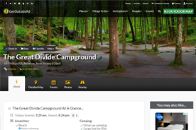 Screenshot of the Get Outside NJ website