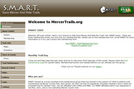 Screenshot of the SMART / Mercer Trails website